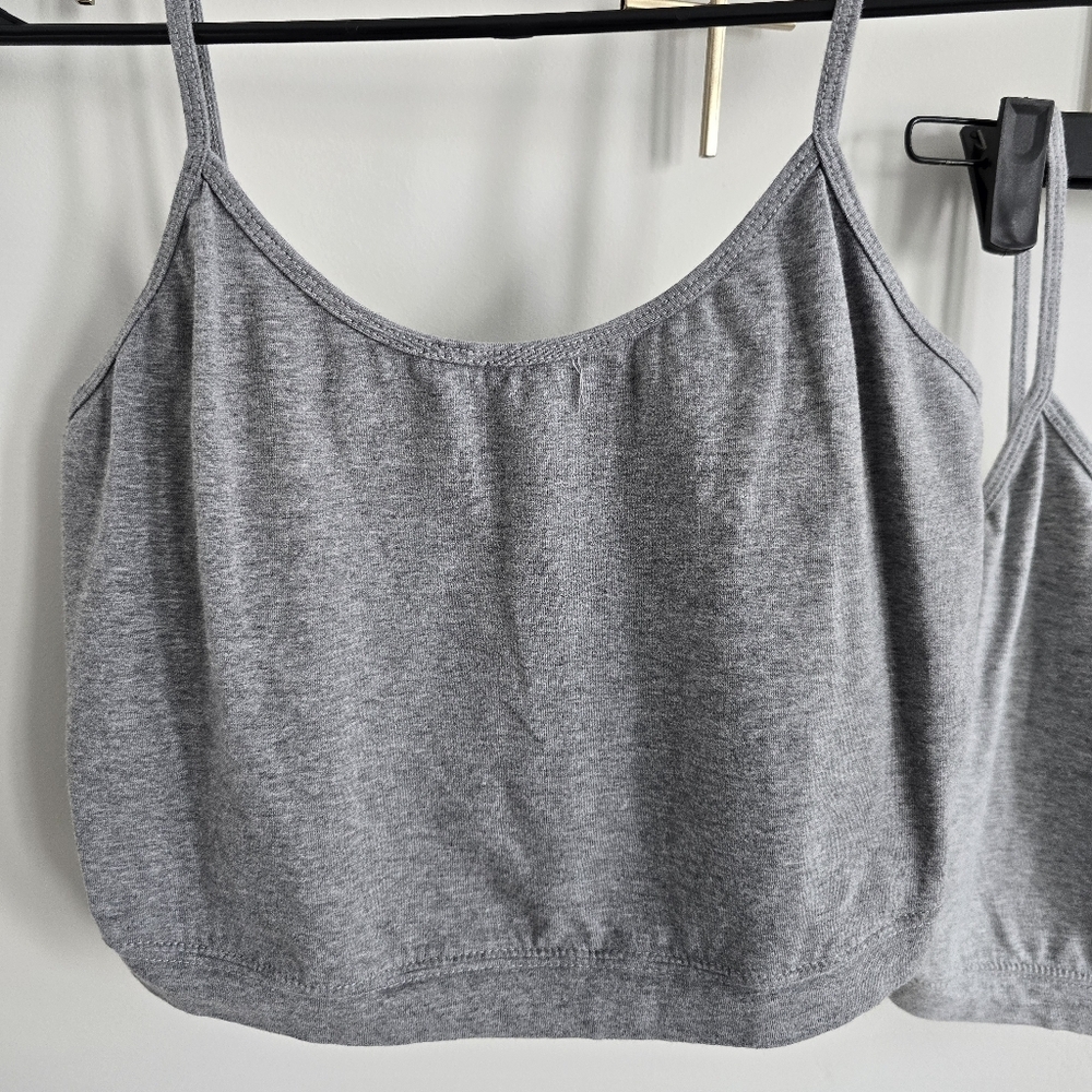 Two Piece Casual Gray Cropped Tank Tops​ - Picture 2 of 8